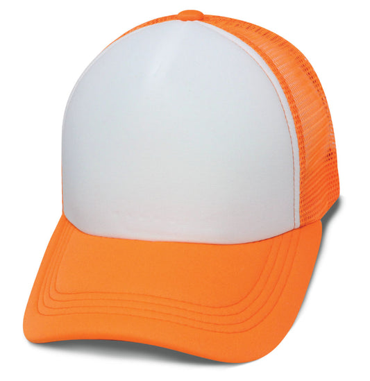 57SSW Polyfoam White Front Neon Mesh Back Blank Cap - White / Neon Orange