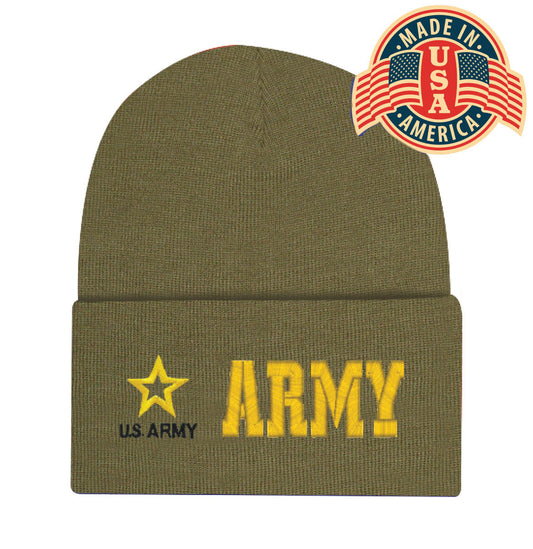 Emblem Cuffed Beanie USA- Army