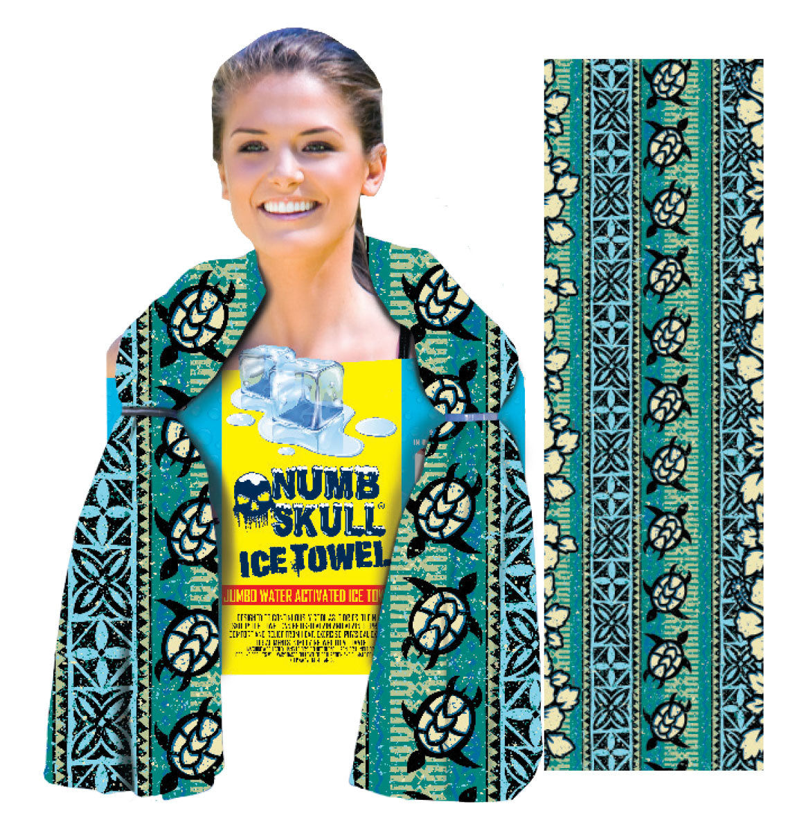 Numb Skull Ice Towel: Luau Turtles