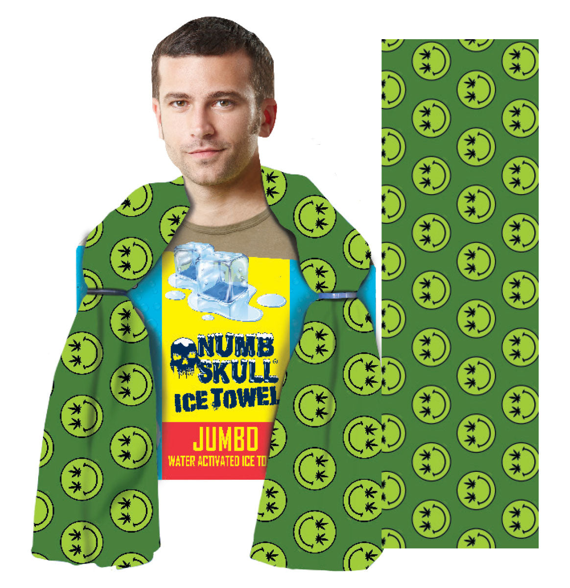 Numb Skull Ice Towel: Green Smileys