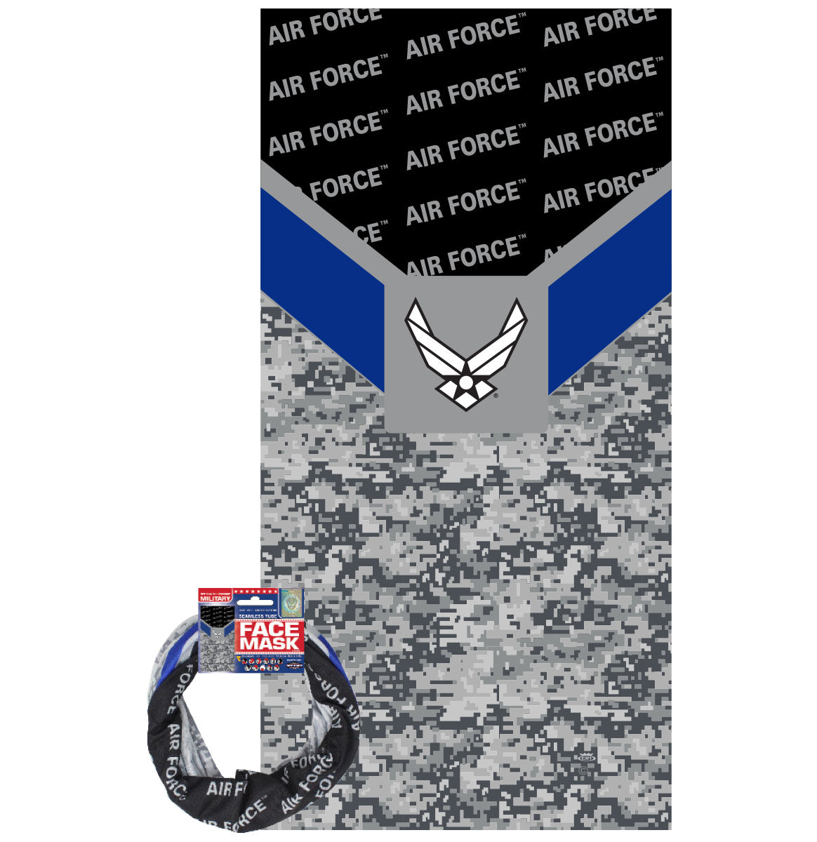 *Rap-a-Cap Diagonal Stripe Air Force Seamless Tube Face Mask