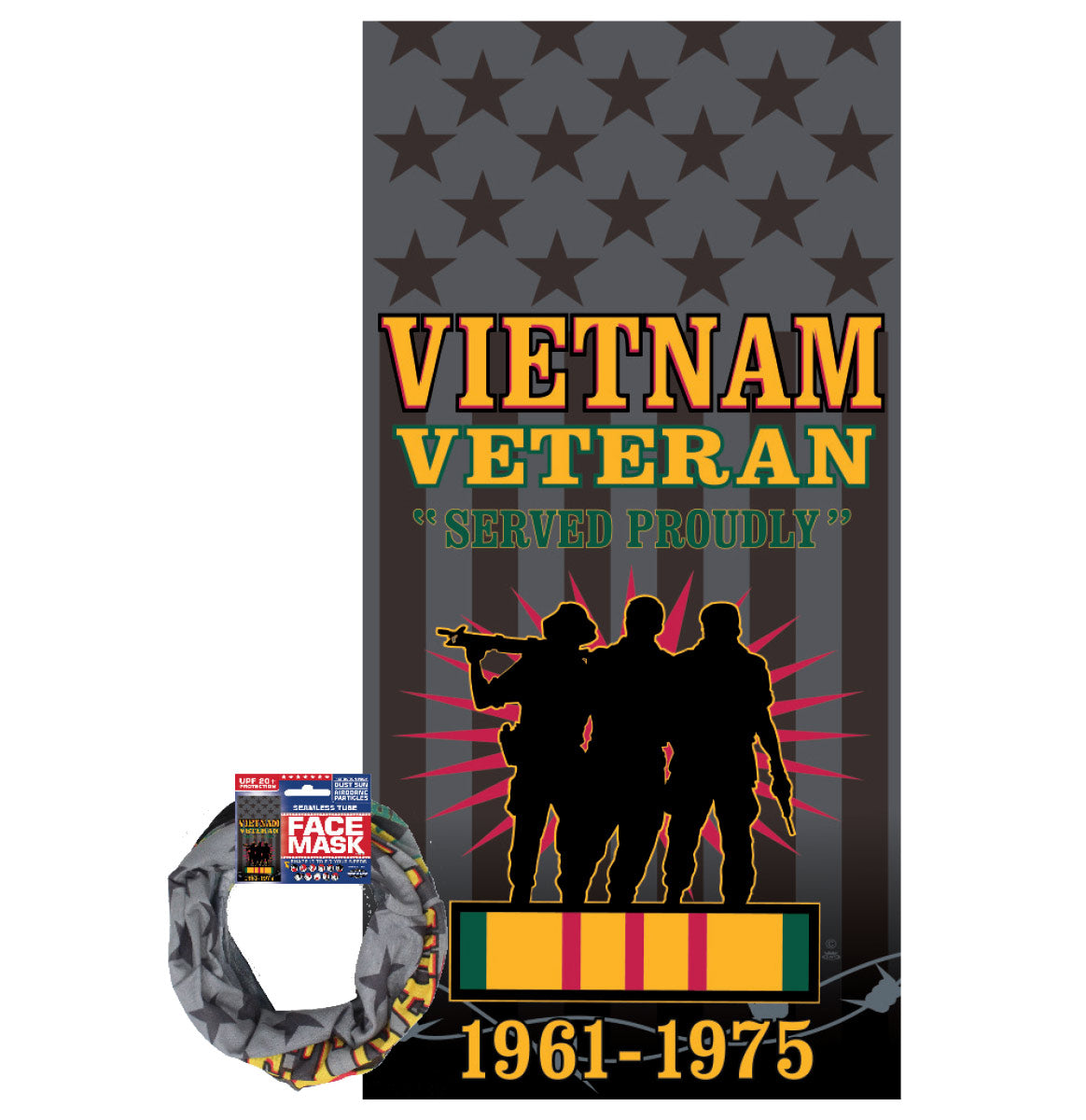 *Rap-a-Cap Tonal Flag Vietnam Veteran Seamless Tube Face Mask