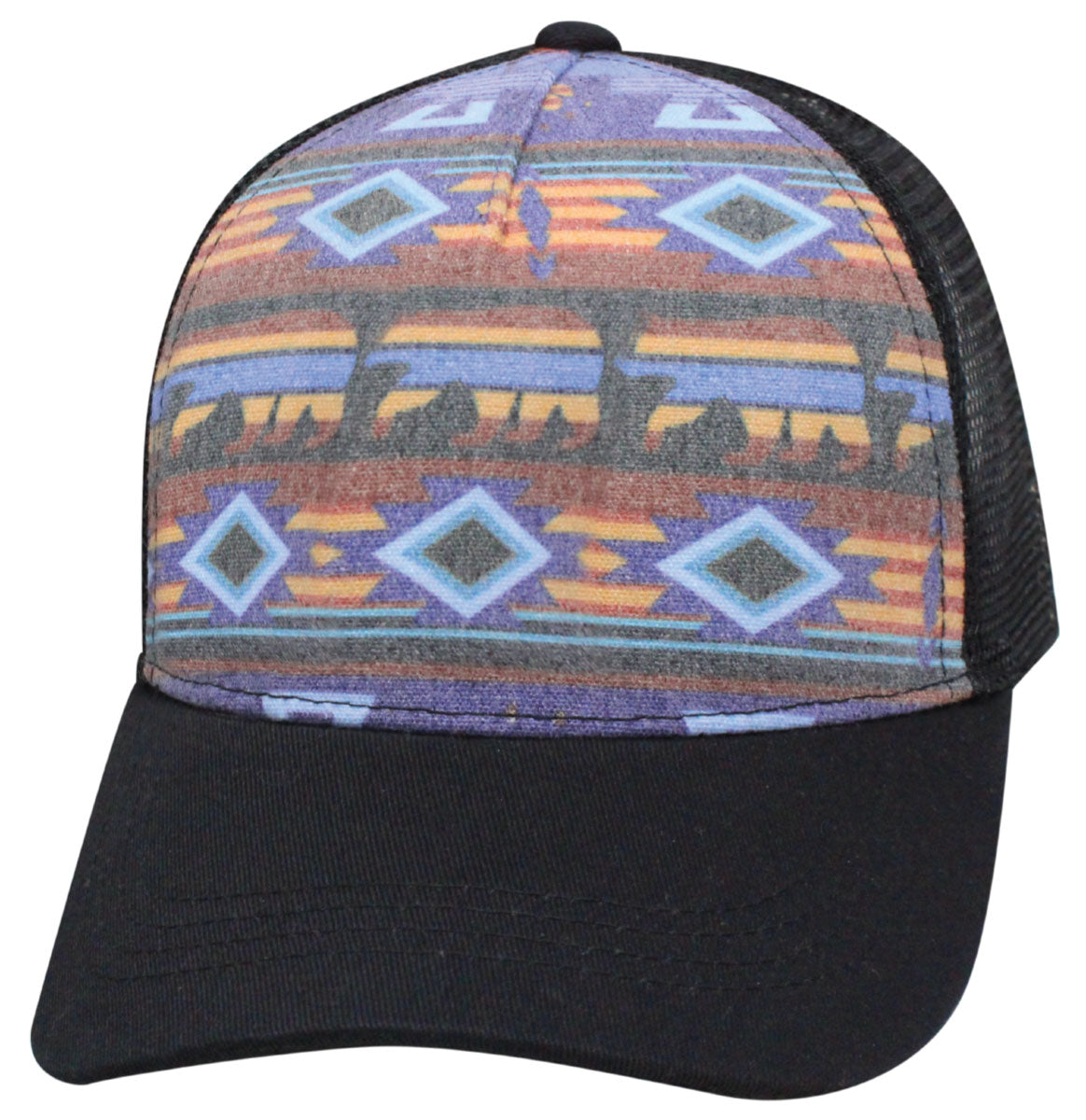 55POL Poly Pattern Bear / Blue Blank Cap