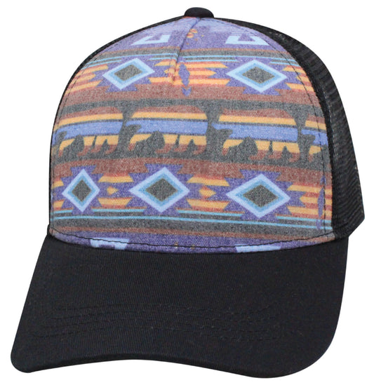 55POL Poly Pattern Bear / Blue Blank Cap