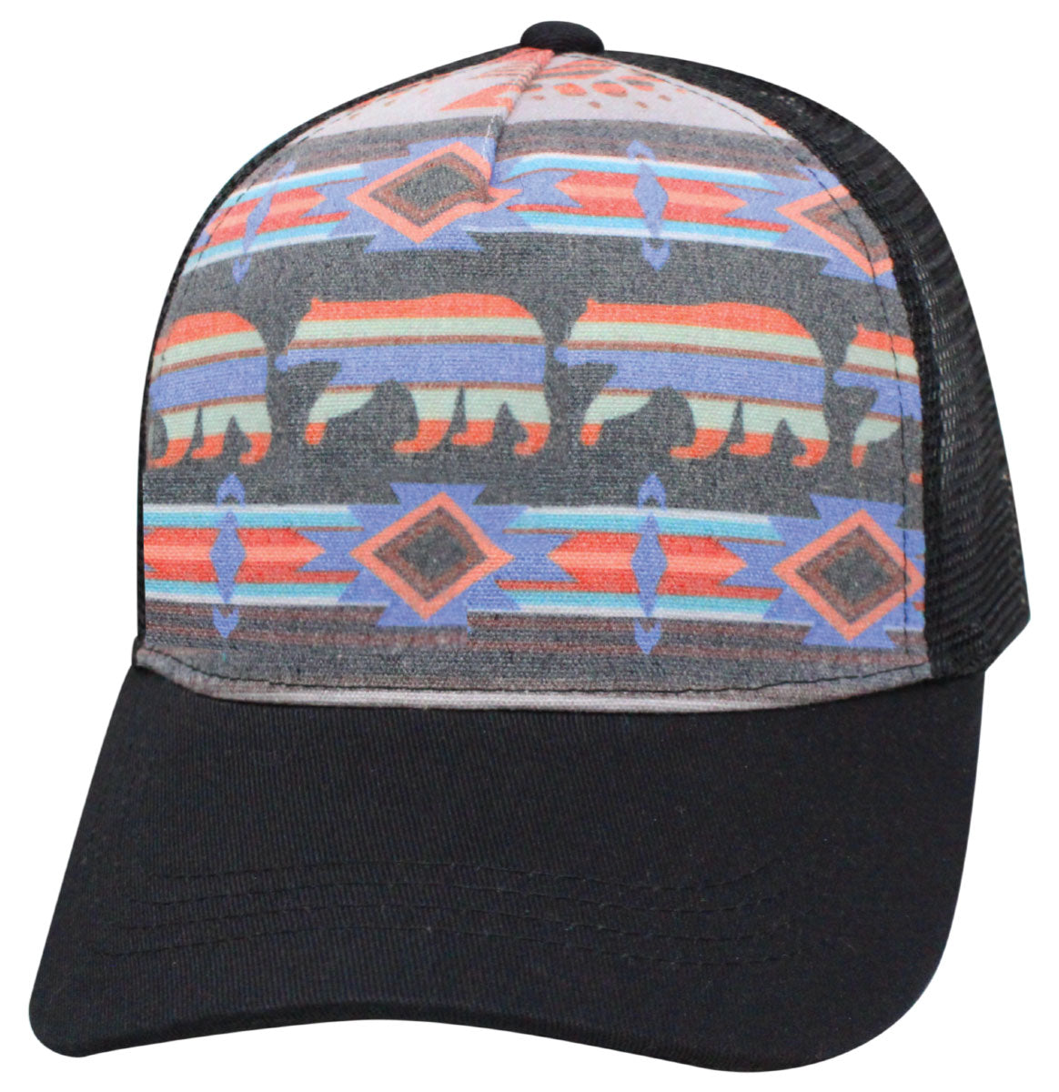 55POL Poly Pattern Bear / Khaki Blank Cap
