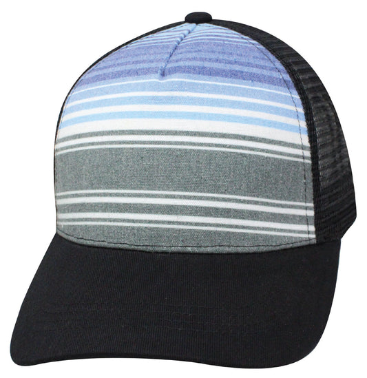 56RCT Poly Stripe Sea Blue / Black Blank Cap