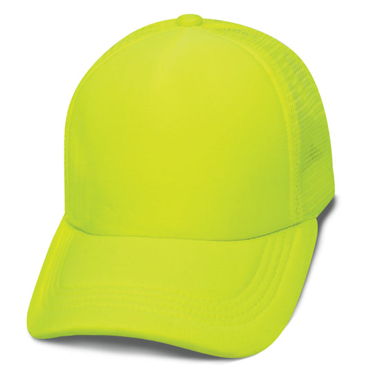 *57SS Polyfoam Front Neon Mesh Back Blank Cap - Neon Yellow