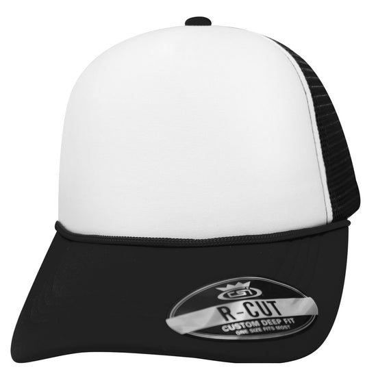 57SSRW Polyfoam Front Mesh Back with Rope Blank Cap - White Black
