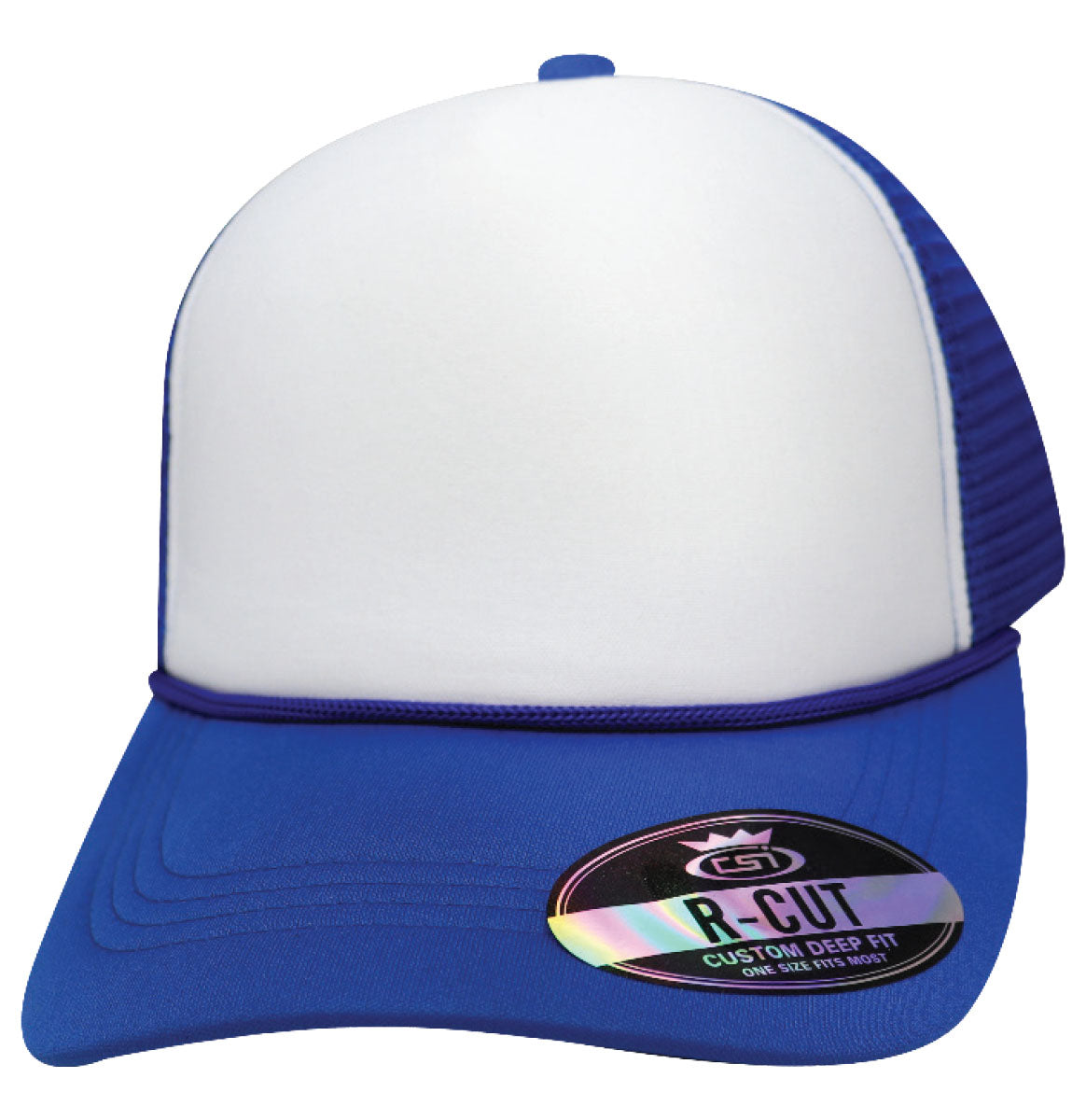 57SSRW Polyfoam Front Mesh Back with Rope Blank Cap - White Royal