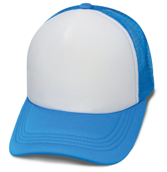 57SSW Polyfoam White Front Neon Mesh Back Blank Cap - White / Neon Blue