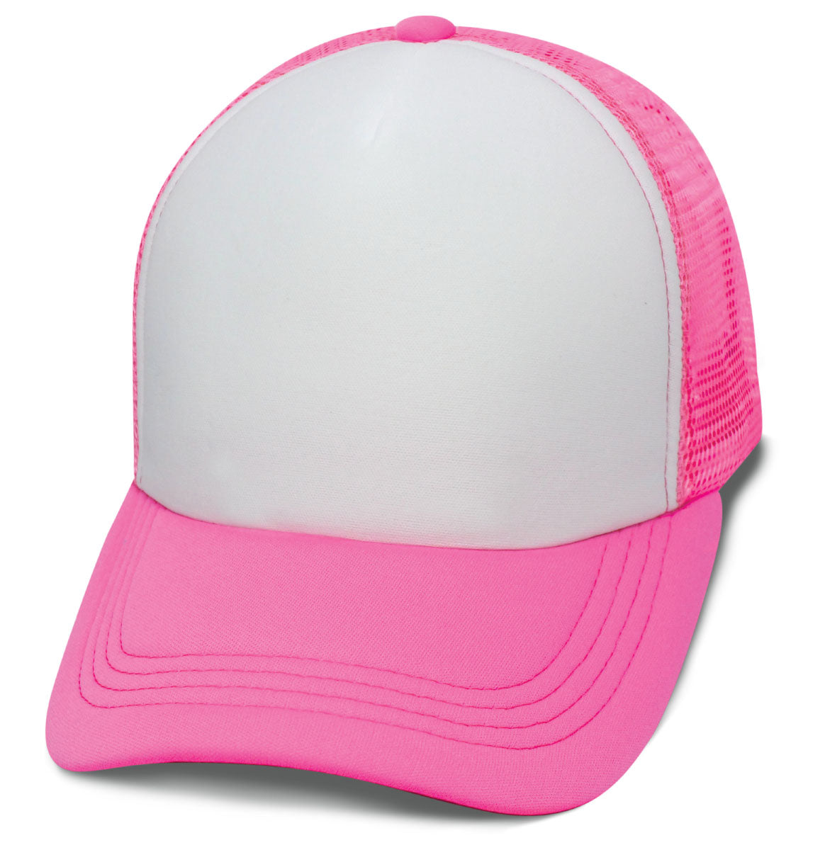 *57SSW Polyfoam White Front Neon Mesh Back Blank Cap - White / Neon Pink