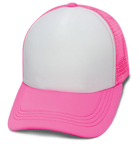 57SSW Polyfoam White Front Neon Mesh Back Blank Cap - White / Neon Pink