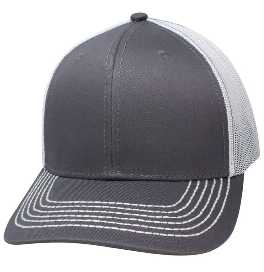 65RCM Cotton Front Mesh Back Blank Cap - Charcoal / White