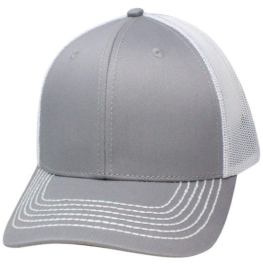 65RCM Cotton Front Mesh Back Blank Cap - Gray / White