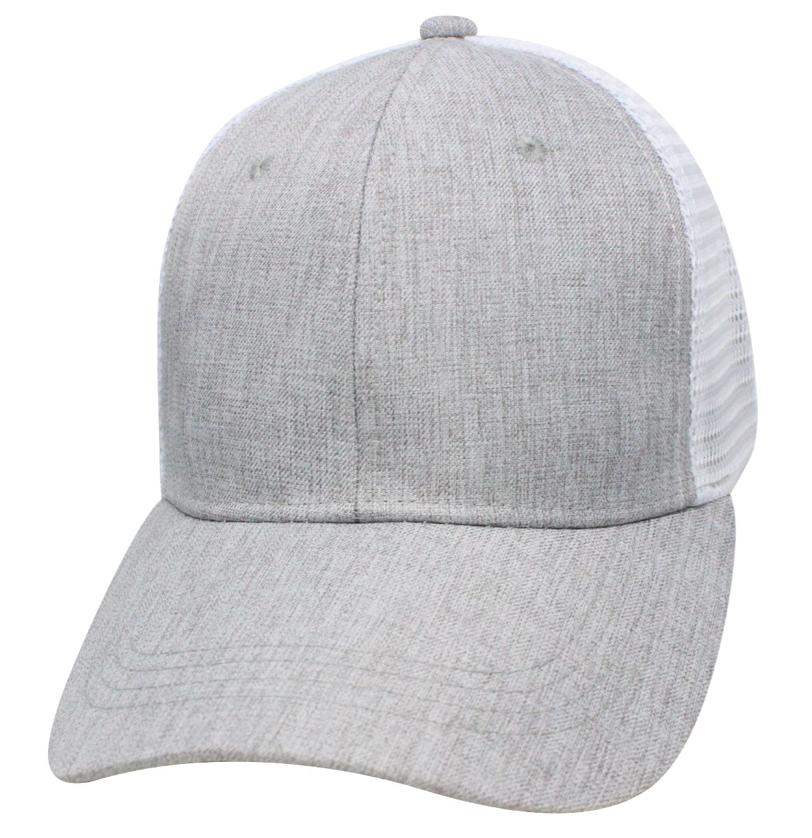 68RCM R-Cut Tweed Mesh Back Blank Cap - Gray / White