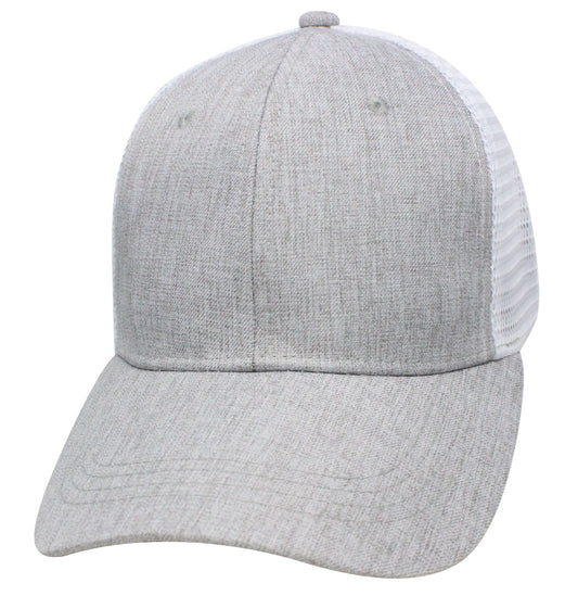 68RCM R-Cut Tweed Mesh Back Blank Cap - Gray / White