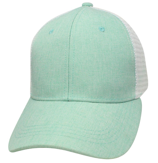 68RCM R-Cut Tweed Mesh Back Blank Cap - Mint / White