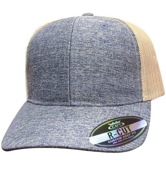 75RCT Poly Heather R-Cut Blank Cap - Navy / Stone