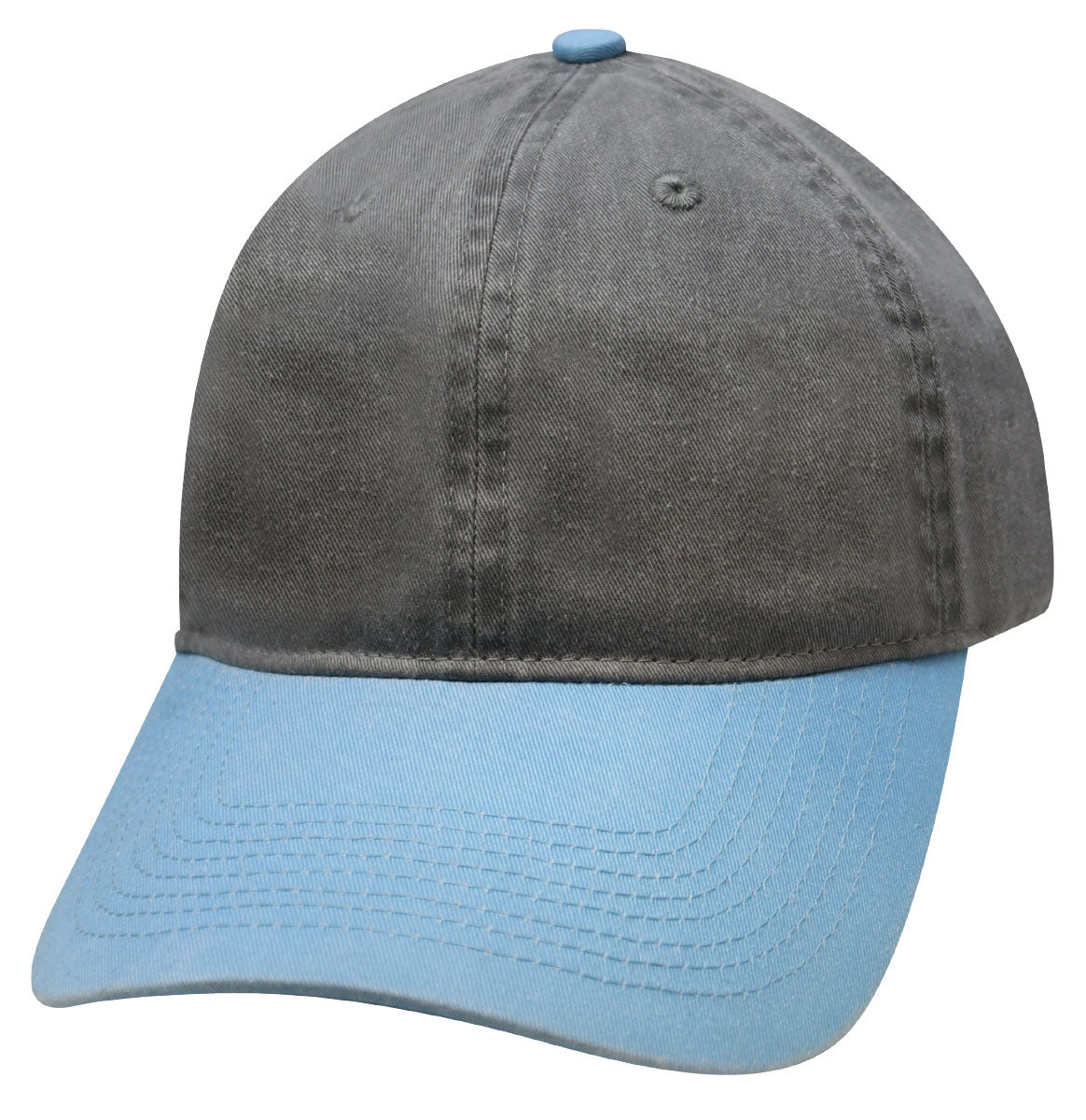 Colour Less Cap 83RS2 Relaxed Pigment Dyed 2-Tone Blank Cap - Light Gray / Light Blue ...