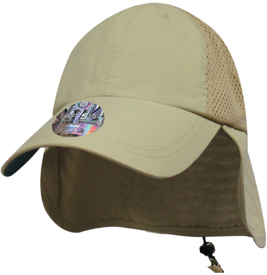 87MIM Microfiber Big Bill Fishing Caps with Flap - Khaki