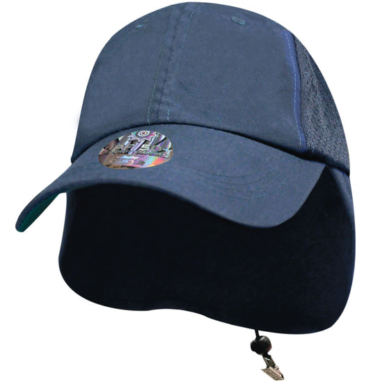 87MIM Microfiber Big Bill Fishing Caps with Flap - Navy