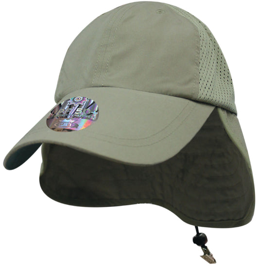 87MIM Microfiber Big Bill Fishing Caps with Flap - Olive