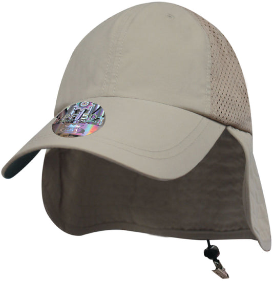 87MIM Microfiber Big Bill Fishing Caps with Flap - Stone