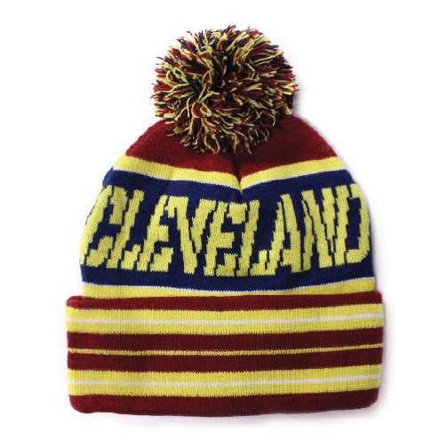 *New Cleveland Pom Pom Cuffed Beanie