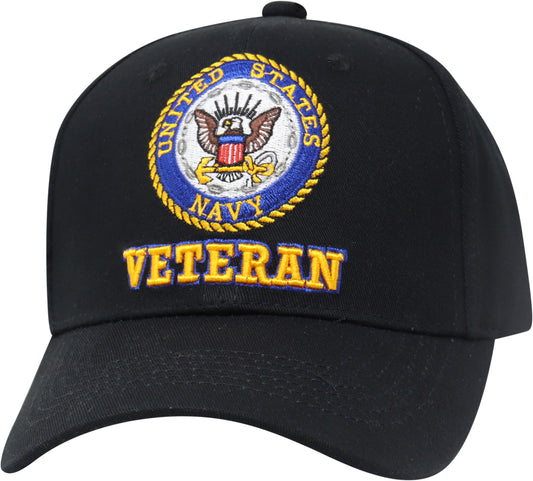 Navy Veteran Black / Royal Cap / Hat Officially Licensed