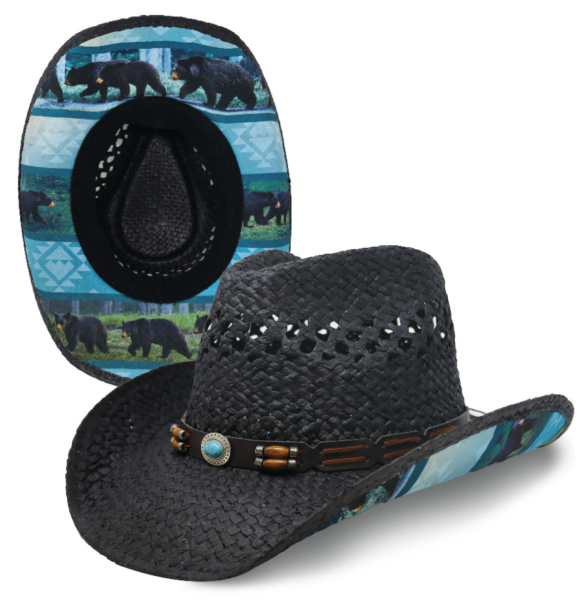 Cowboy Sublimation Straw: Wild Bear Black