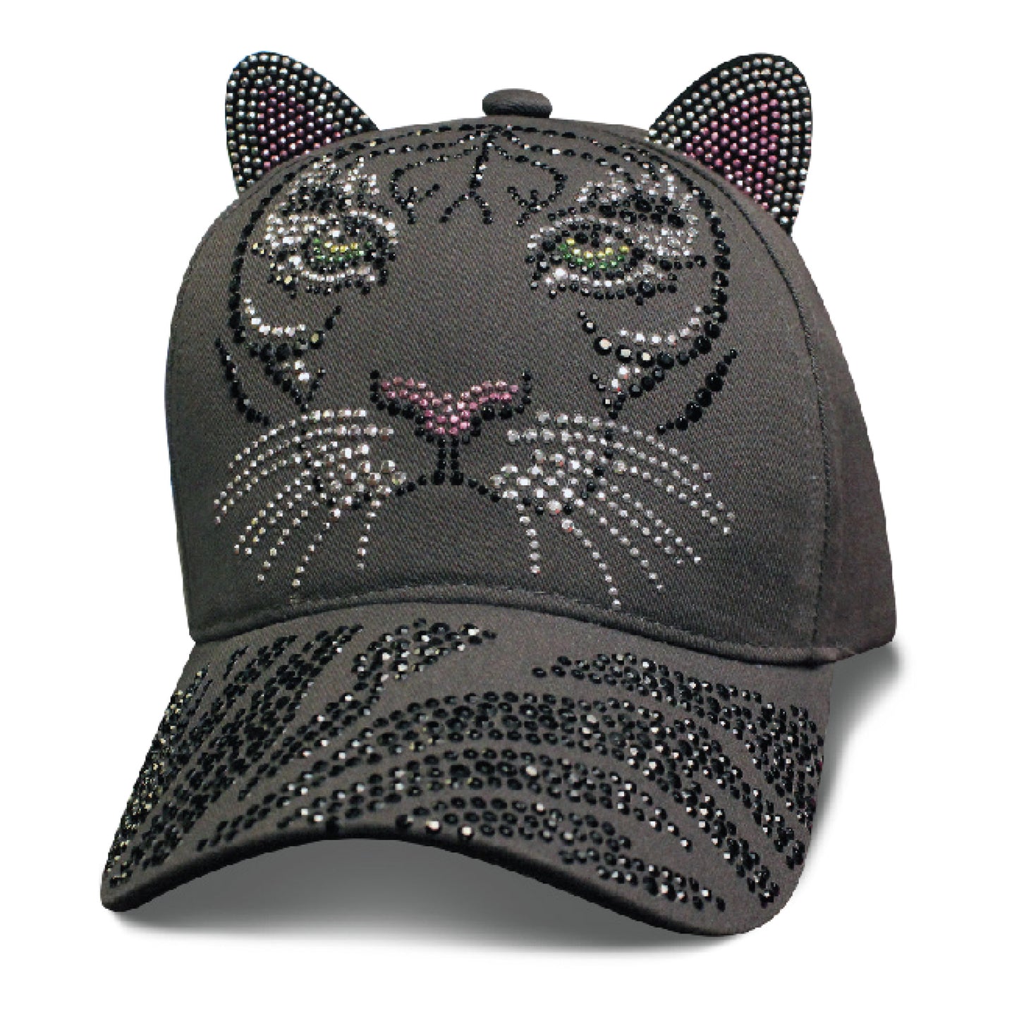 *Bling White Tiger On Gray Cap