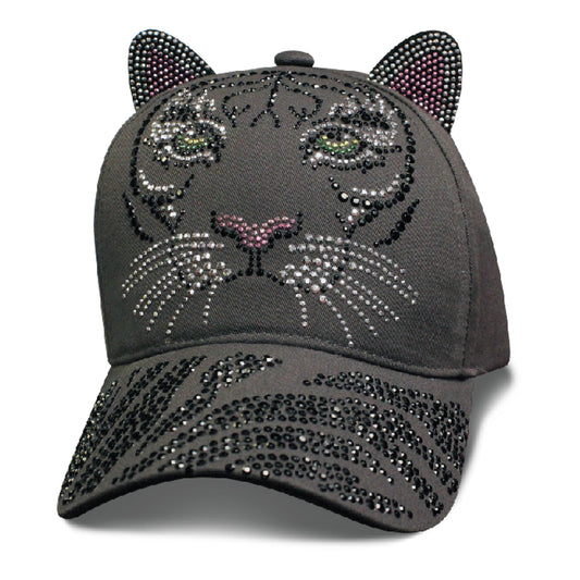 *Bling White Tiger On Gray Cap