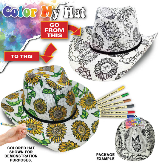 Color My Straw Hat Sunflowers