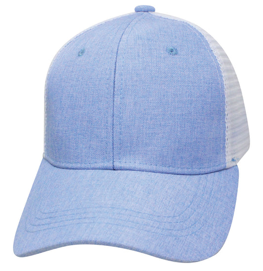 68RCM R-Cut Tweed Mesh Back Blank Cap - Blue / White