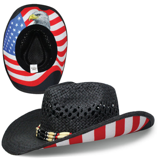 Cowboy Sublimation Straw: Patriot Soaring Eagle Black