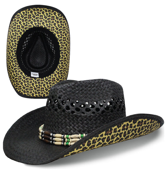 Cowboy Sublimation Straw: Cheetah Black