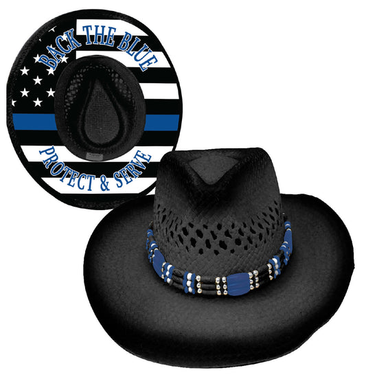 *Cowboy Sublimation Straw: Back the Blue