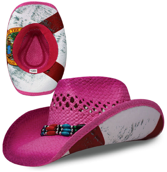 Cowboy Sublimation Straw: Florida Pink