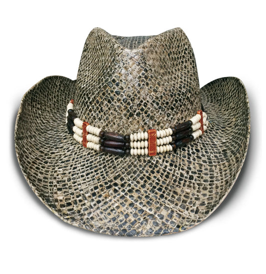 Dark Straw Hat Western with Beads
