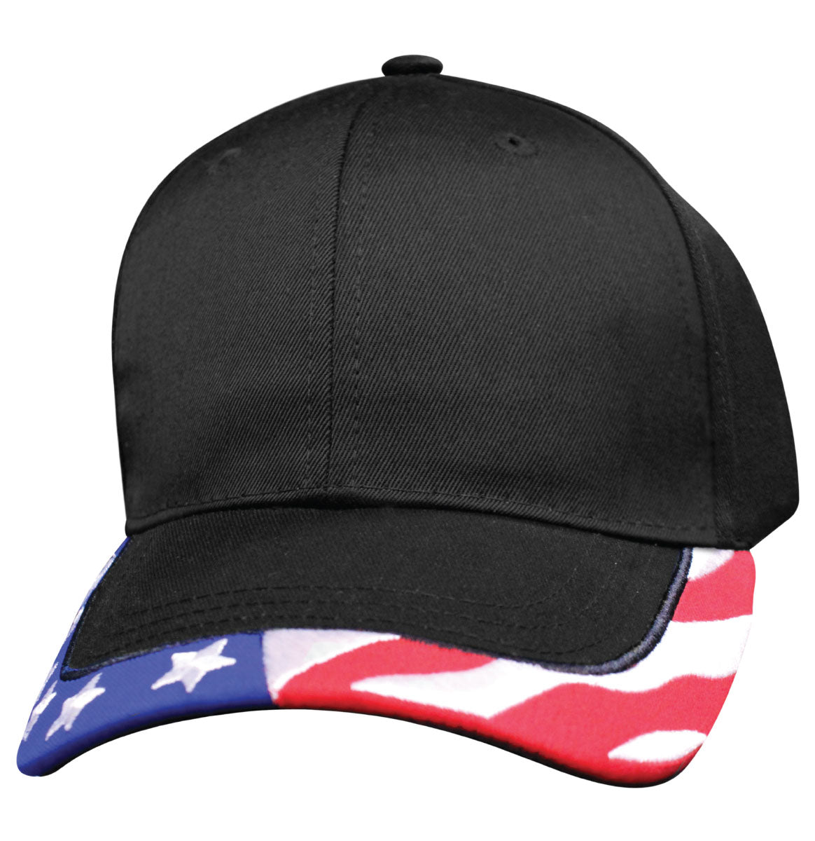 Patriotic Blank Cap: Partial Flag Bill & Black