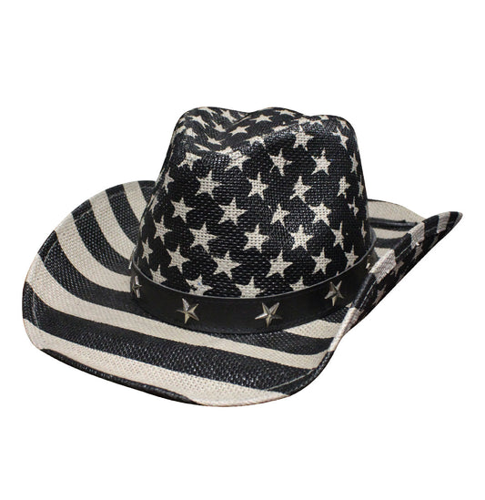 USA Black Straw Hat